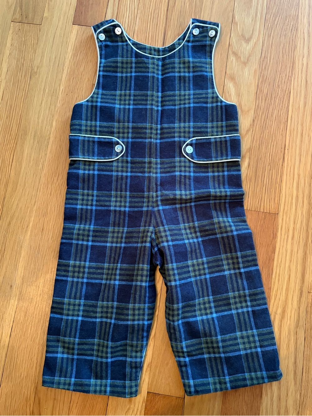 Anavini | Classic Plaid Jon Jon Longall Romper One-Piece Overalls | Size 18M
